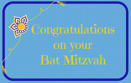 Congratulations on your Bat Mitzvah blue and gold